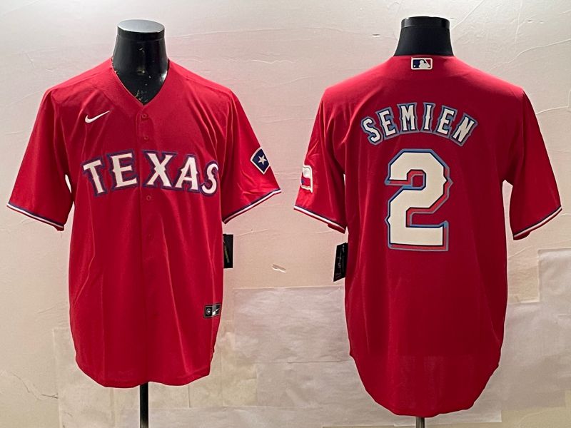 Men Texas Rangers #2 Semien Red Game 2025 Nike MLB Jersey style 1->texas rangers->MLB Jersey